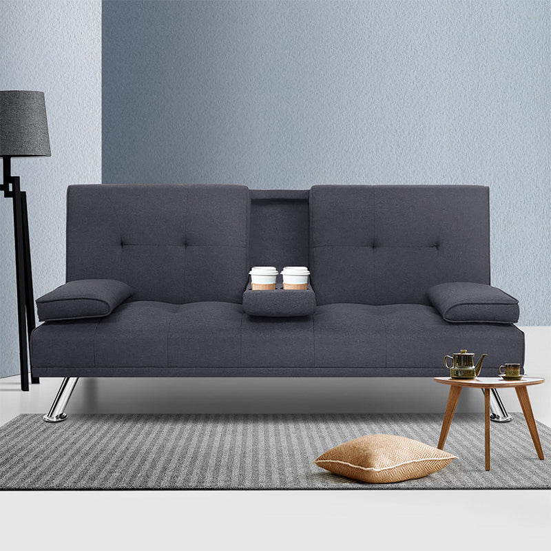 Burgau Premium Fabric Sofa Bed - Dark Grey 