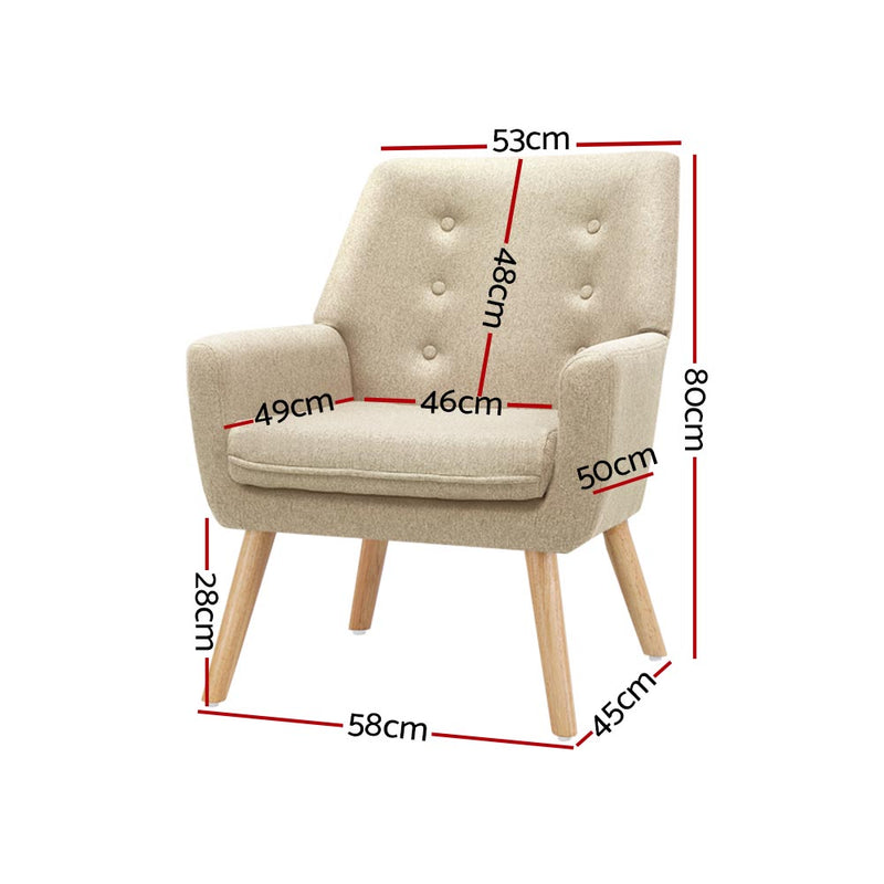 Rome Premium Fabric Armchair - Beige