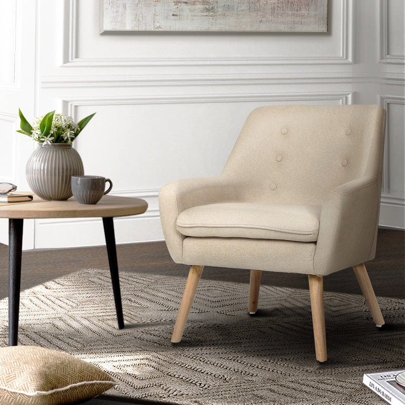 Rome Premium Fabric Armchair - Beige