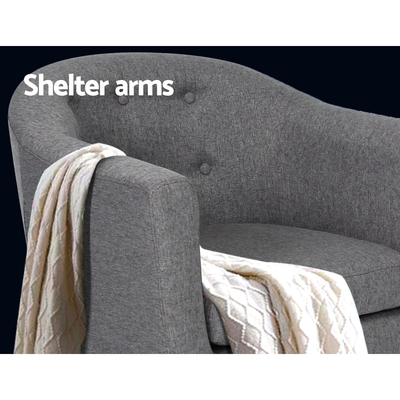 Bassum Premium Fabric Armchair - Grey