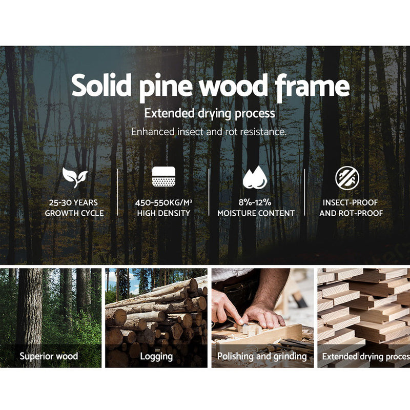 Premium Wooden Timber Bed Frame - King Single