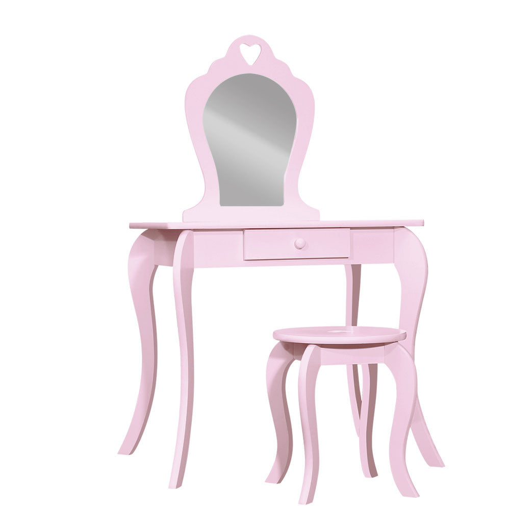 KidsDream Vanity Mirror Dressing Table with Stool Set Pink Colour KidsDream Vanity Mirror Dressing Table with Stool Set Pink Colour