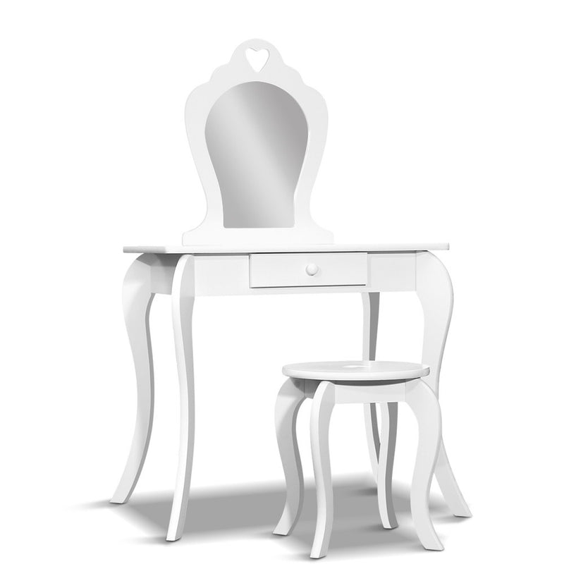 KidsDream Vanity Mirror Dressing Table with Stool Set White Colour