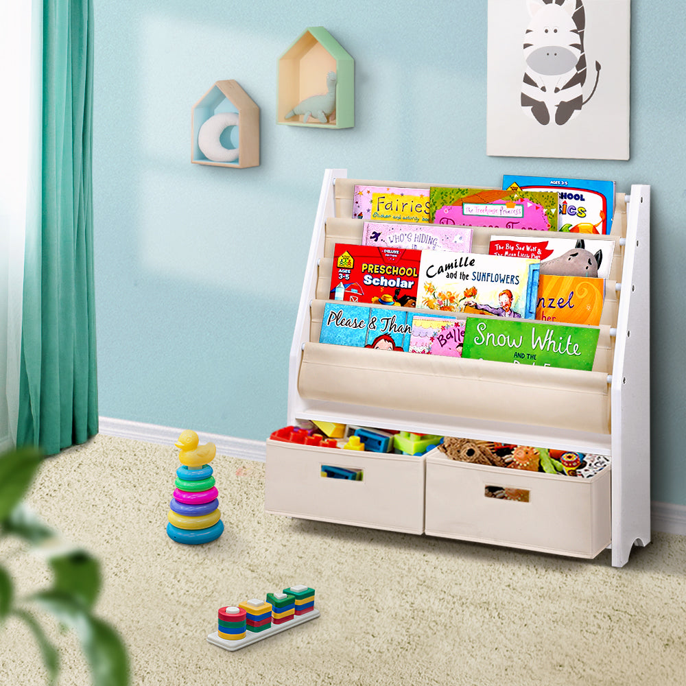 KidsDream 4 tier Wooden Bookshelf and Toy Organiser 
